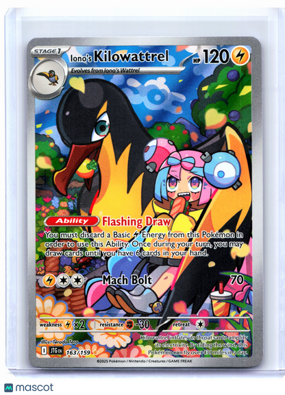 2025 Pokemon—Iono's Kilowattrel #163/159 Journey Together—Illustration Rare [LP]