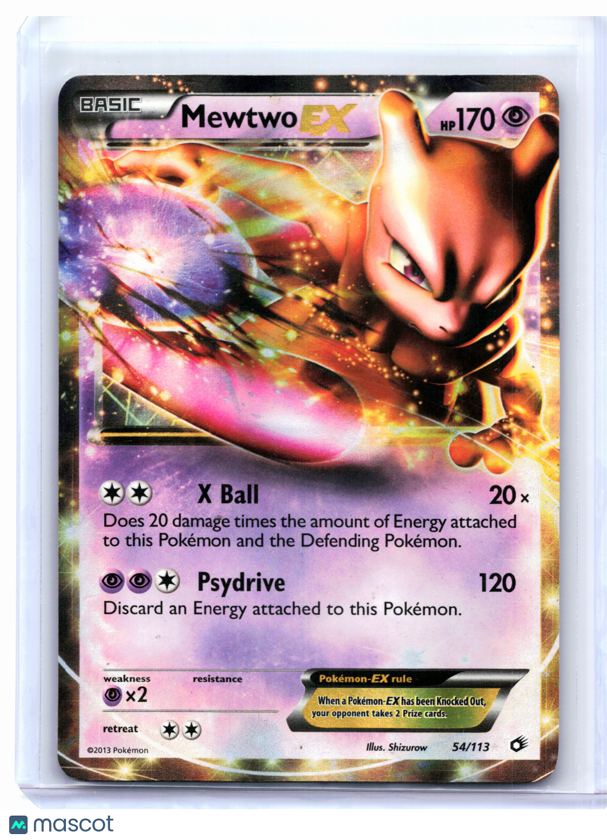 2013 Pokemon—Mewtwo EX #54/113 Legendary Treasures—Ultra Rare Holo [Damaged]