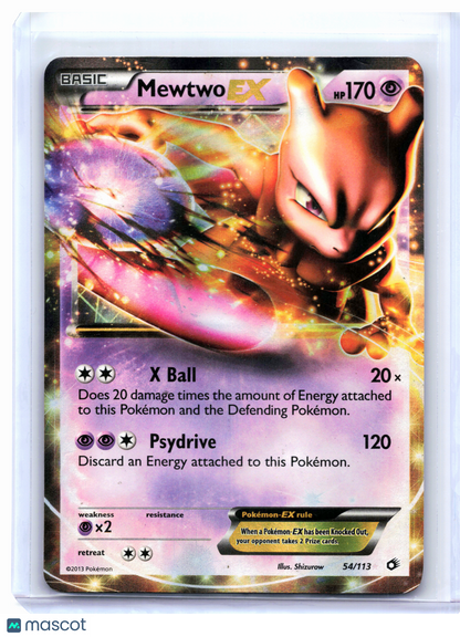 2013 Pokemon—Mewtwo EX #54/113 Legendary Treasures—Ultra Rare Holo [Damaged]
