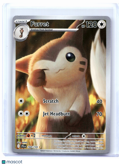 2025 Pokemon—Furret #168/159 Journey Together—Illustration Rare Holo