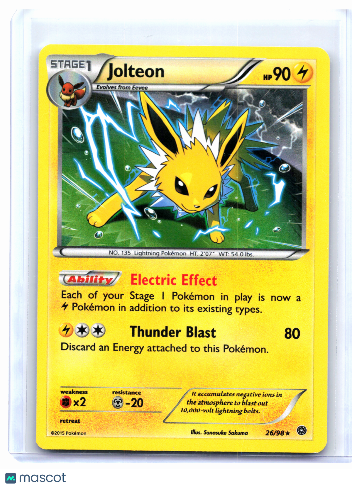 2015 Pokemon—Jolteon #26/98 Ancient Origins—Holo Rare [Lightly Played]