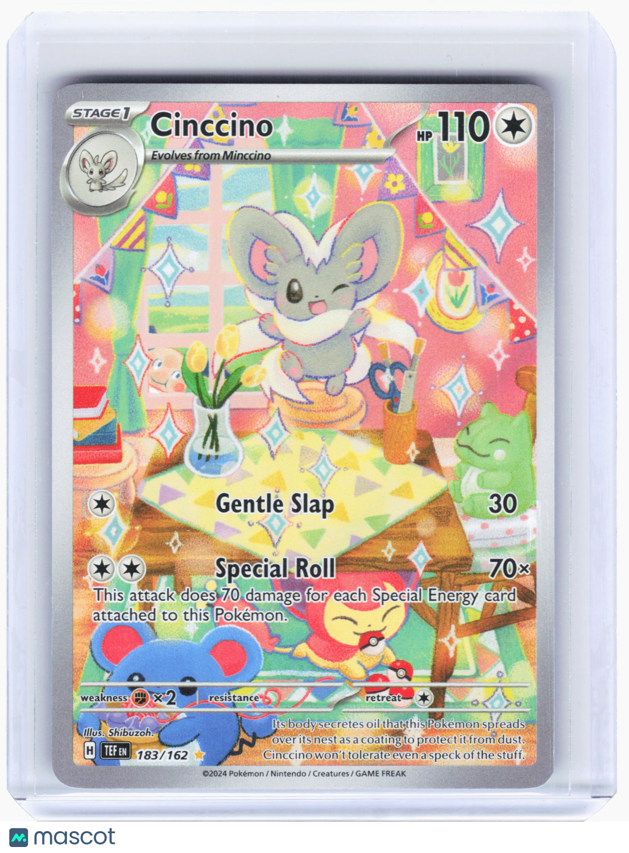 2024 Pokemon—Cinccino #183 Temporal Forces—Illustration Rare Holo