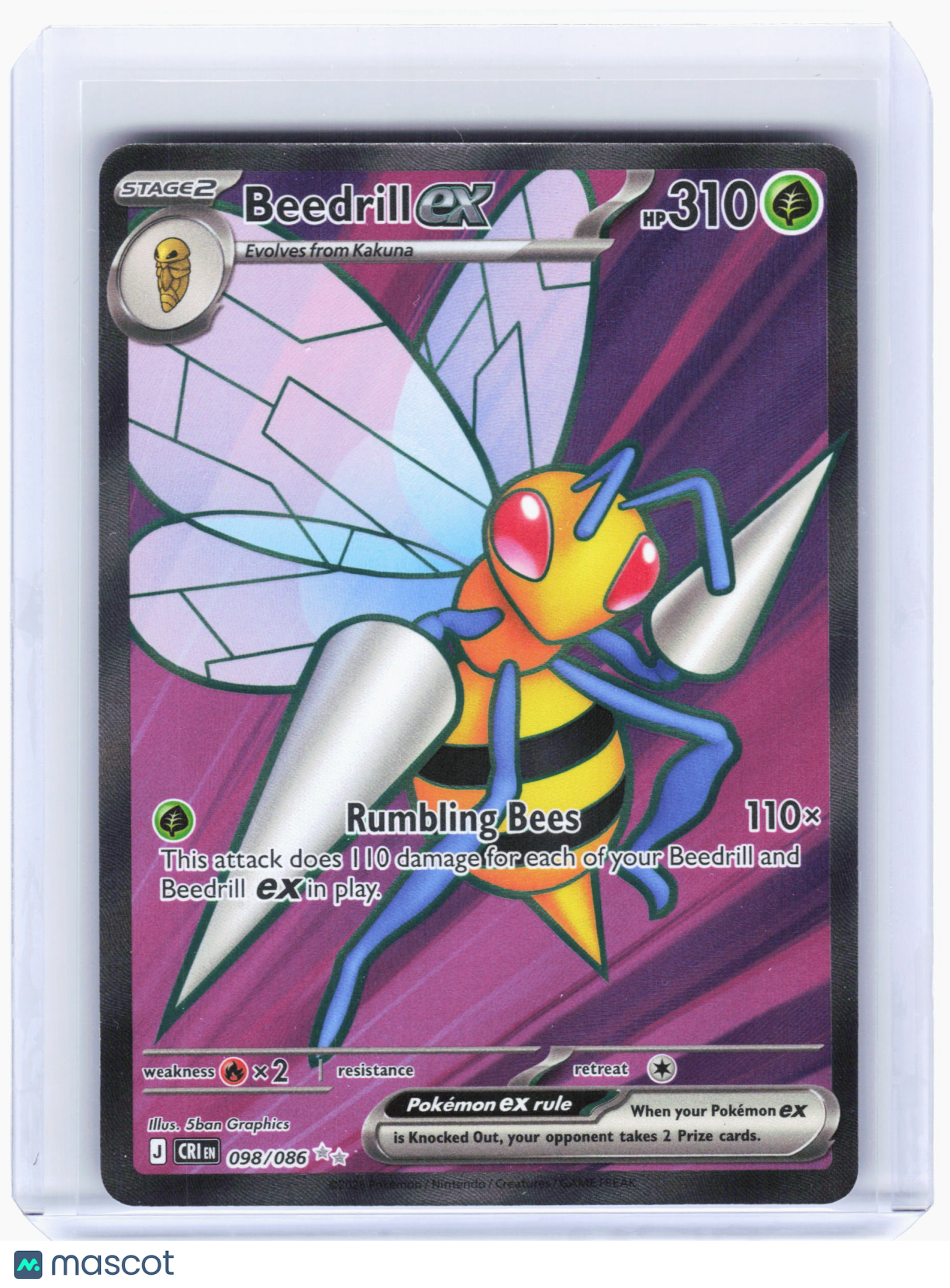 2025 Pokemon—Beedrill ex #98 Chaos Rising—Ultra Rare Holo