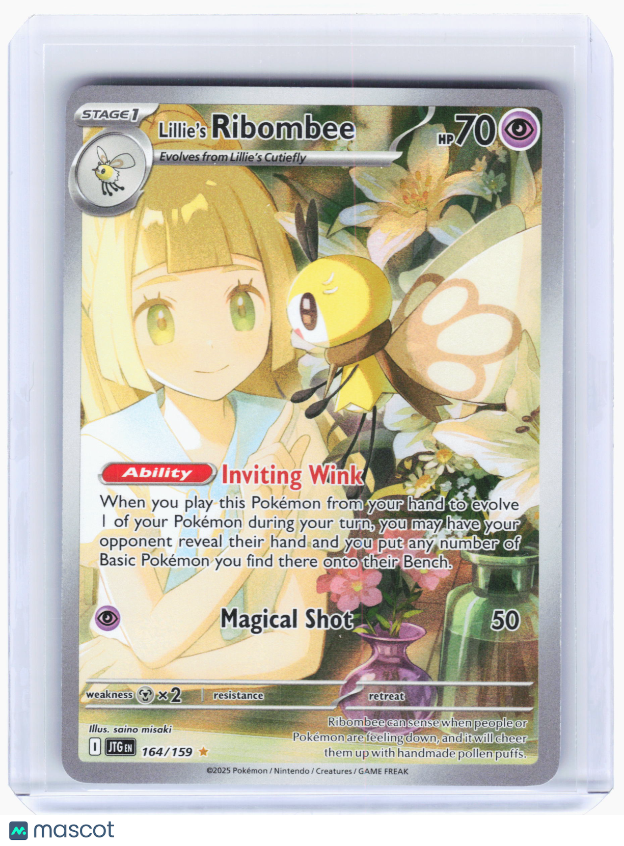 2025 Pokemon—Lillie's Ribombee #164 Journey Together—Illustration Rare Holo