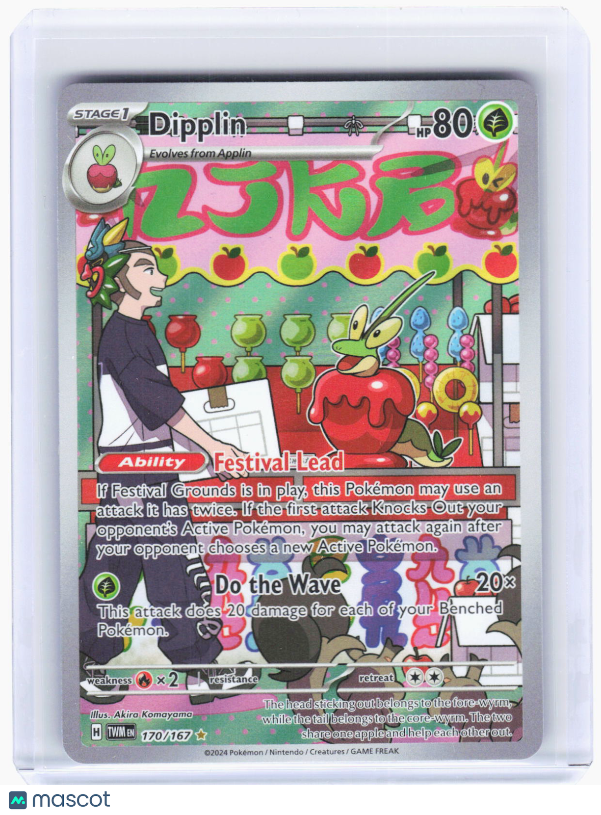 2024 Pokemon—Dipplin #170/167 Twilight Masquerade—Illustration Rare Foil (LP)