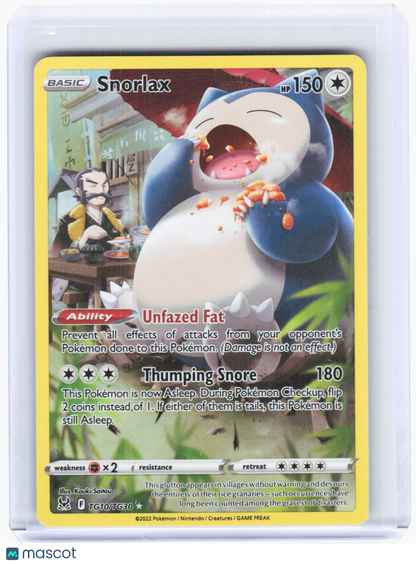 2022 Pokemon—Snorlax #TG10/TG30 Lost Origin Trainer Gallery—Ultra Rare Foil (LP)