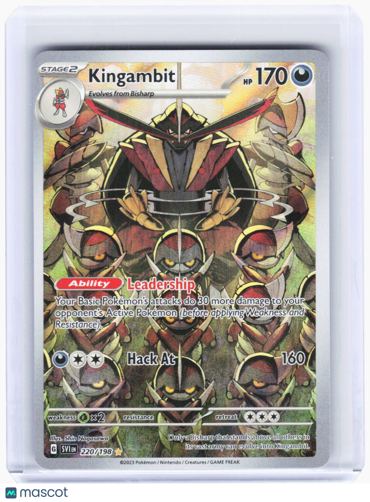 2023 Pokemon—Kingambit #220/198 Scarlet & Violet Base Set—IR Foil (LP)