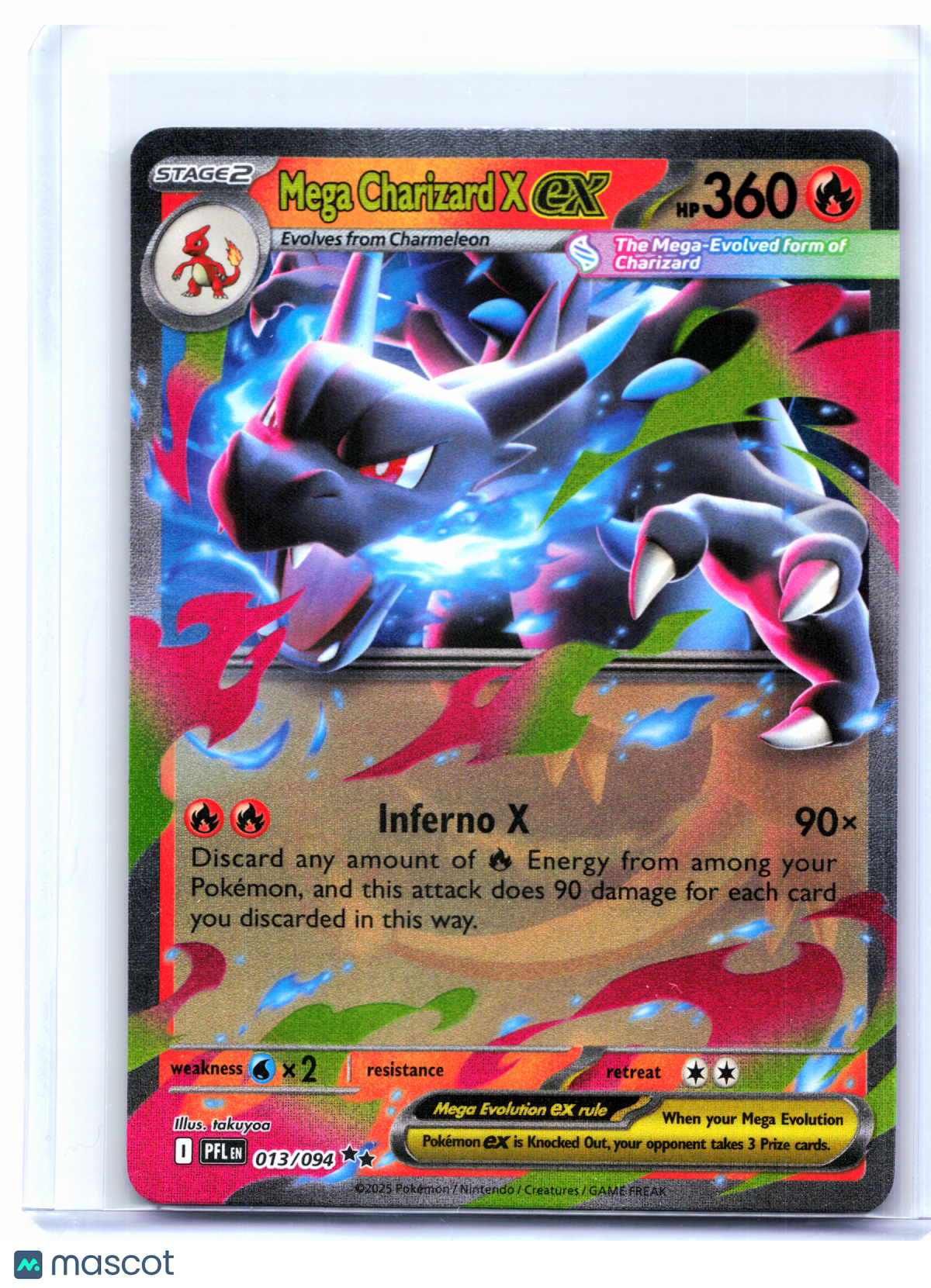 2025 Pokemon—Mega Charizard X ex #013/094 Phantasmal Flames—Double Rare Holo