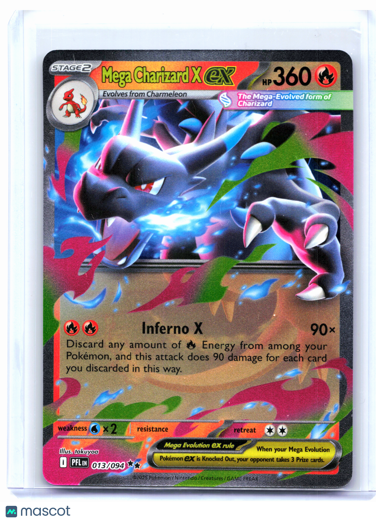 2025 Pokemon—Mega Charizard X ex #013/094 Phantasmal Flames—Double Rare Holo