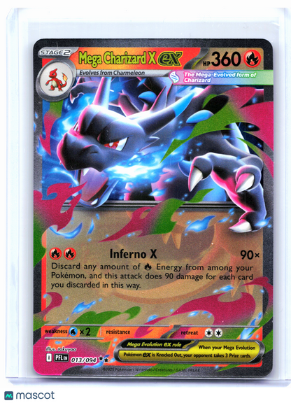 2025 Pokemon—Mega Charizard X ex #013/094 Phantasmal Flames—Double Rare Holo