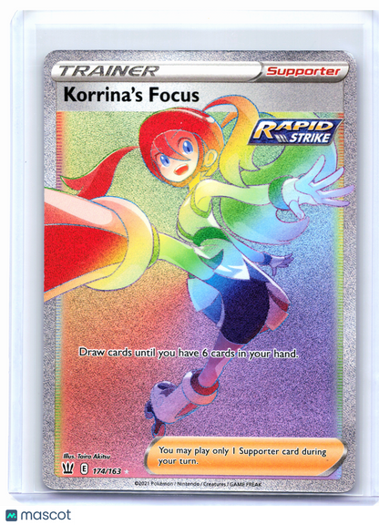 2021 Pokemon—Korrina's Focus (Secret) #174/163 BST—Secret Rare Rainbow [HP]