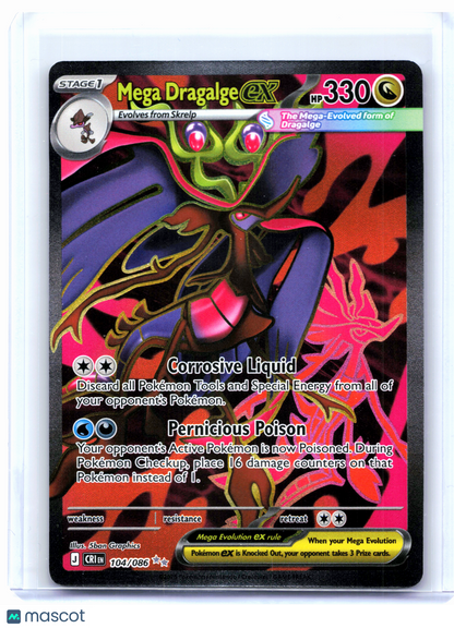 2026 Pokemon—Mega Dragalge ex #104/086 Chaos Rising—Ultra Rare Holo