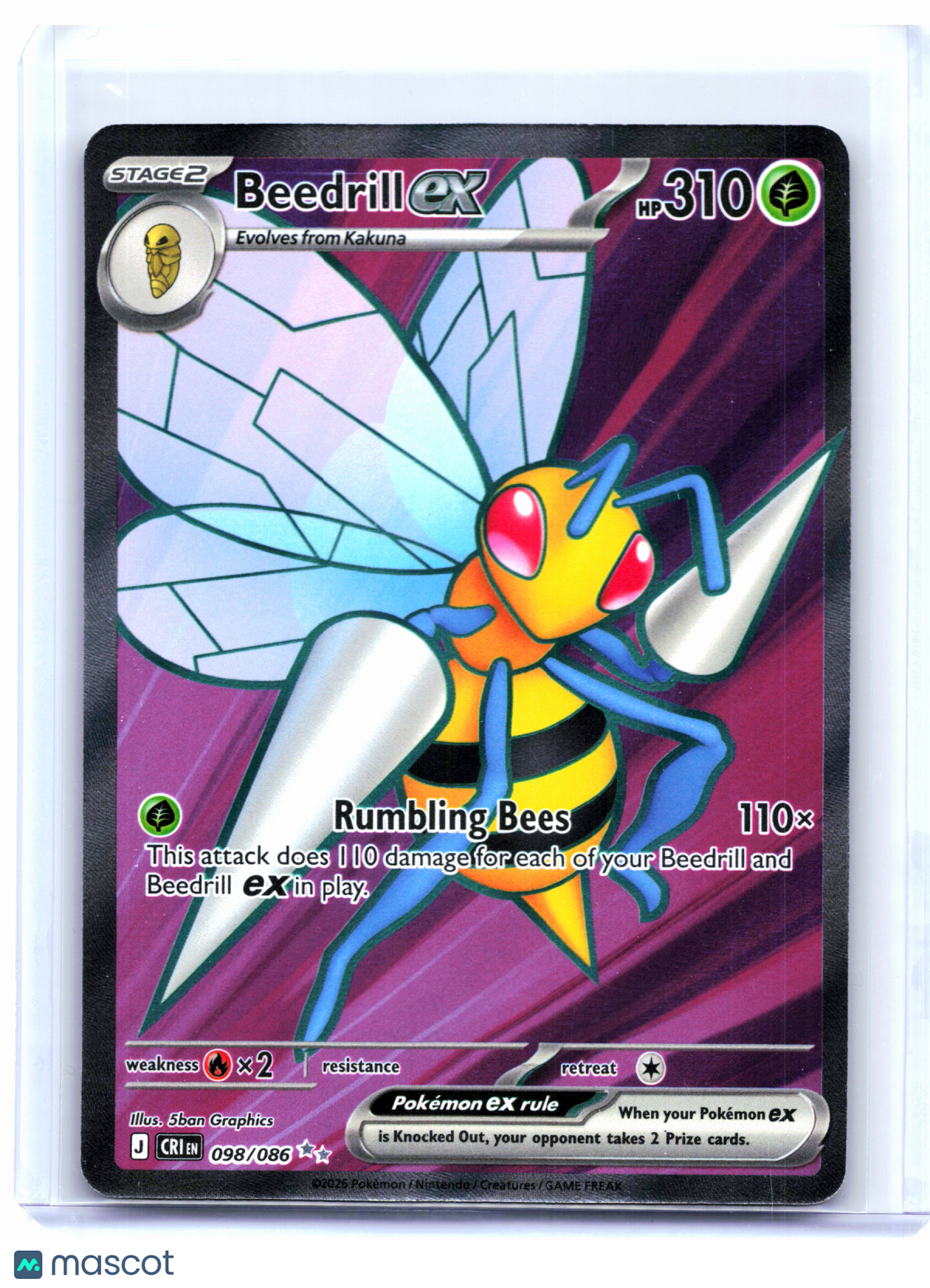 2026 Pokemon—Beedrill ex #098/086 Chaos Rising—Ultra Rare Holo