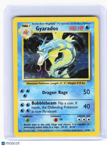 1999 Pokemon—Gyarados #6/102 Base Set—Holo Rare Holo [Lightly Played]