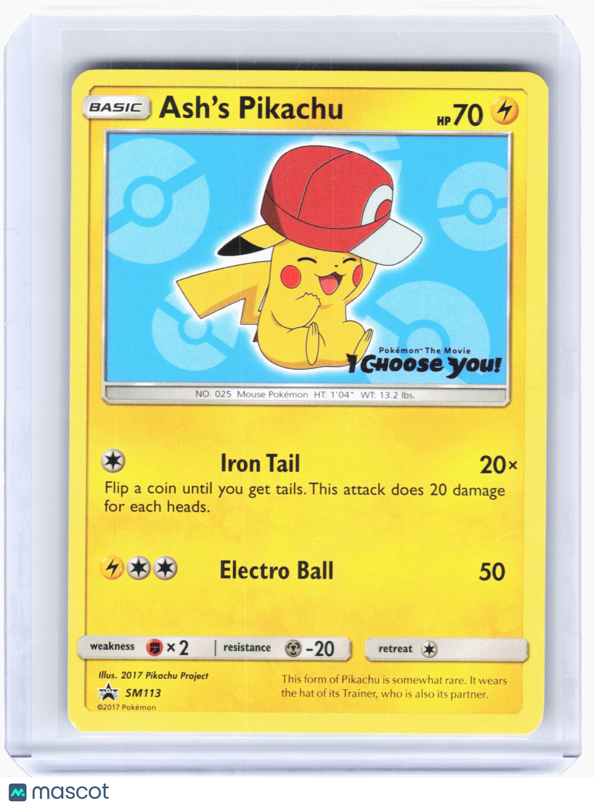 2017 Pokemon—Ash's Pikachu #SM113 SM Promos—Black Star Promo Non-Holo [LP]