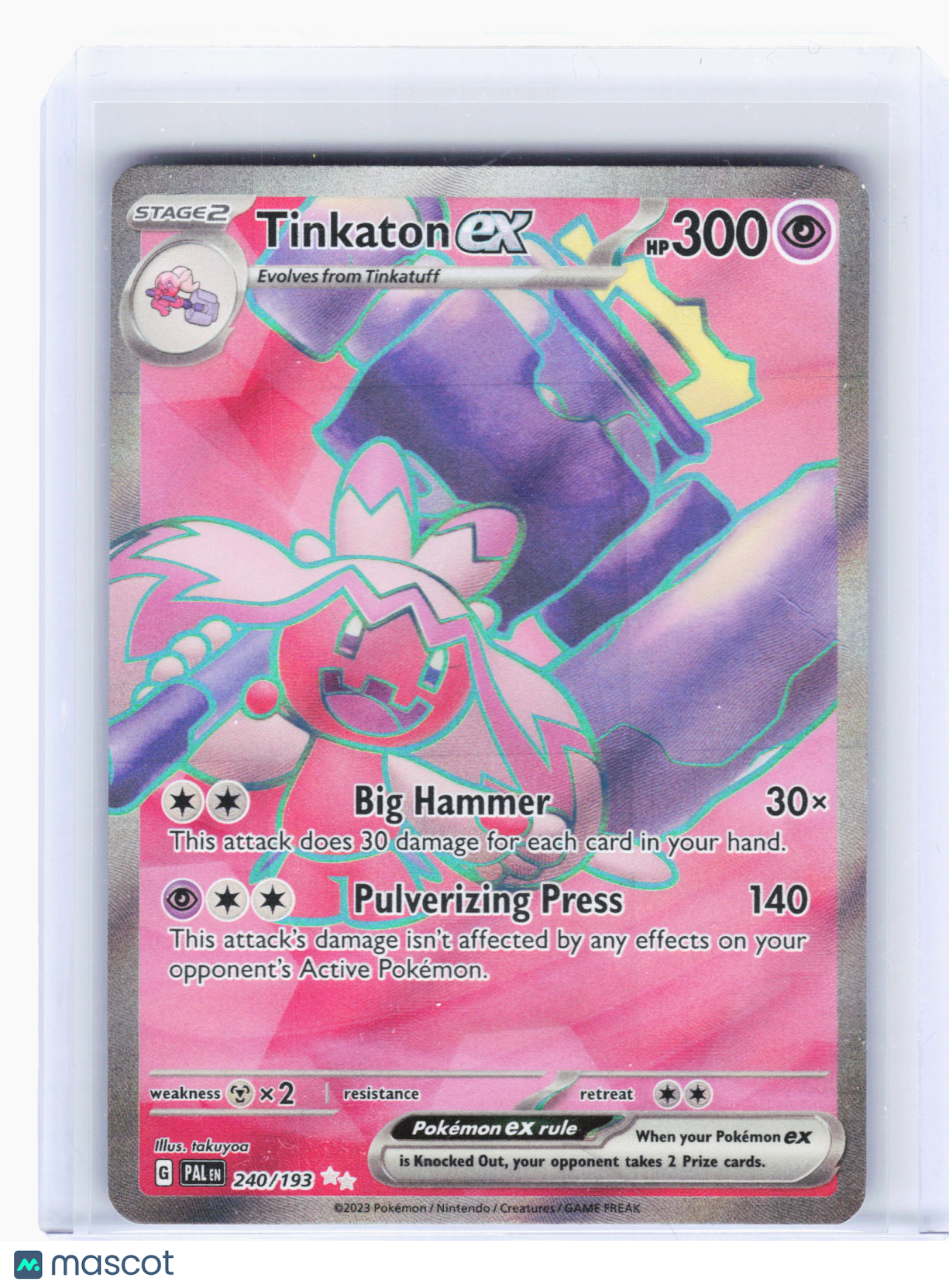2023 Pokemon—Tinkaton ex #240/193 Paldea Evolved—Ultra Rare Holo[Heavily Played]