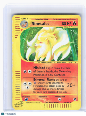 2002 Pokemon—Ninetales #21/165 Expedition—Holo Rare Holo [Damaged]