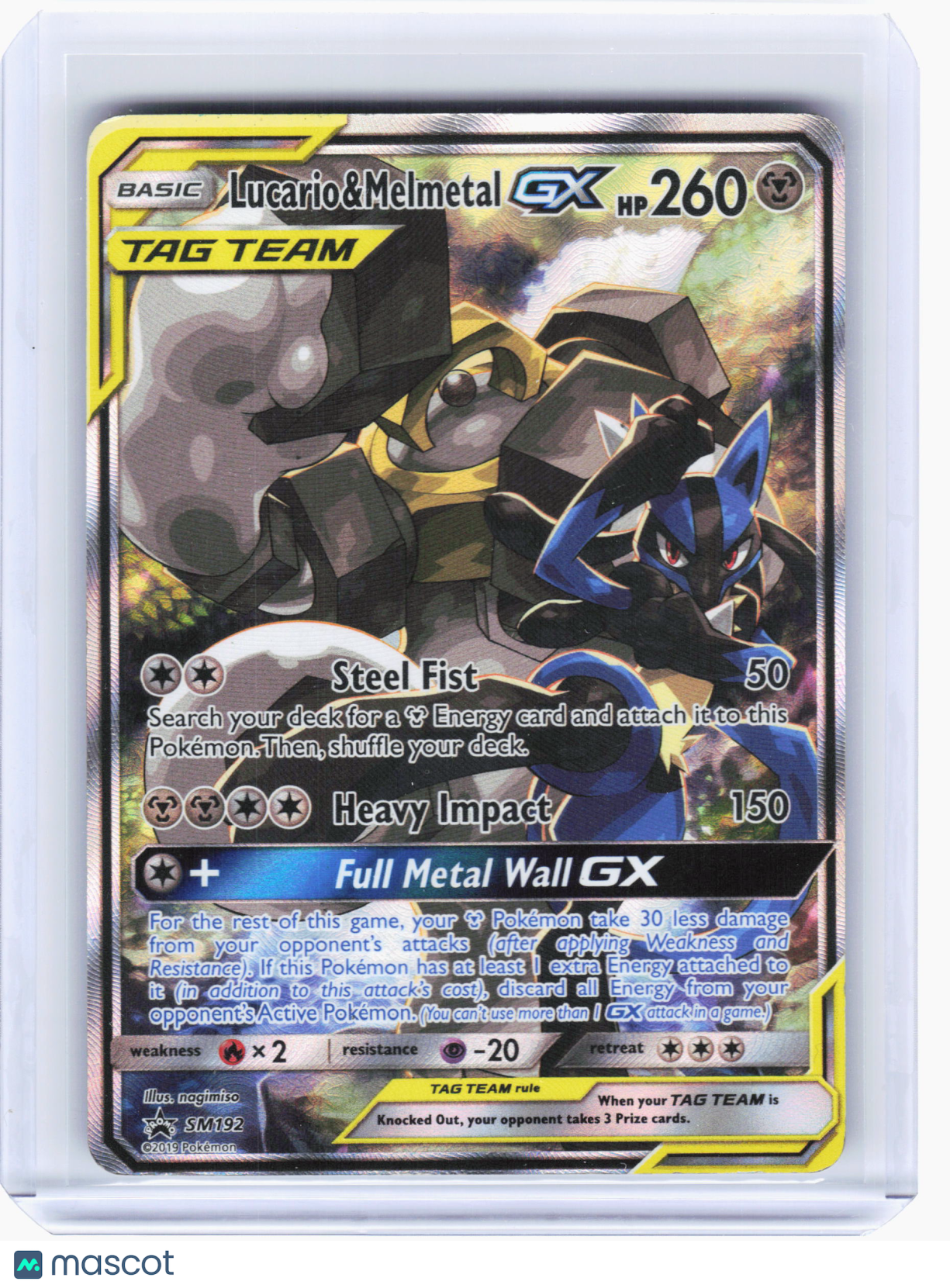 2019 Pokemon—Lucario & Melmetal GX #SM192 SM Promos—Black Star Promo [Damaged]