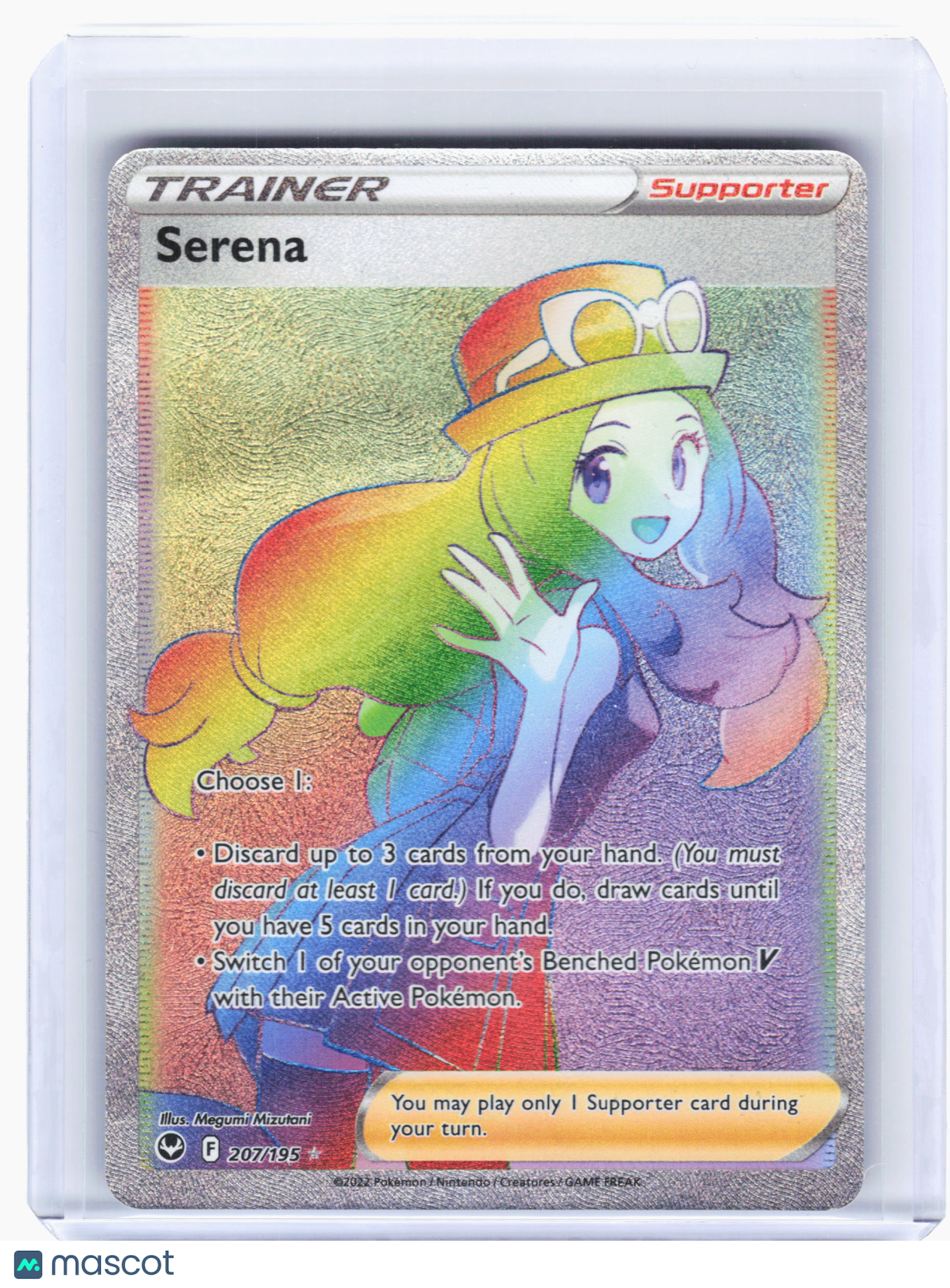 2022 Pokemon—Serena #207/195 Silver Tempest—Secret Rare Holo [Damaged]