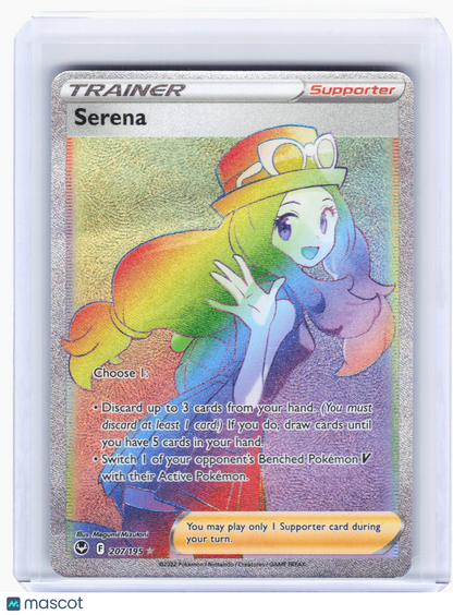 2022 Pokemon—Serena #207/195 Silver Tempest—Secret Rare Holo [Damaged]