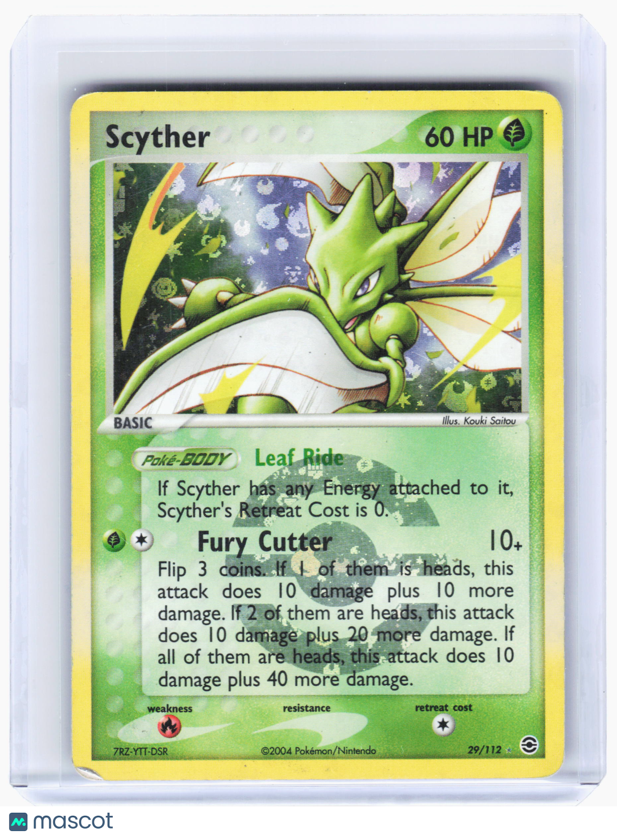 2004 Pokemon—Scyther #29/112 FireRed & LeafGreen—Rare Holo [Damaged]