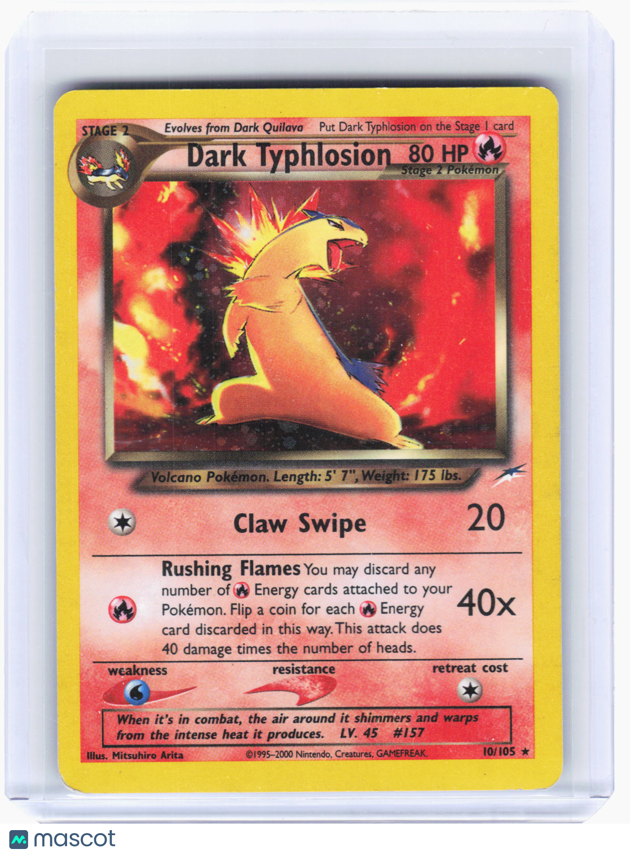 2002 Pokemon—Dark Typhlosion #10/105 Neo Destiny—Holo Rare Holo [Damaged]