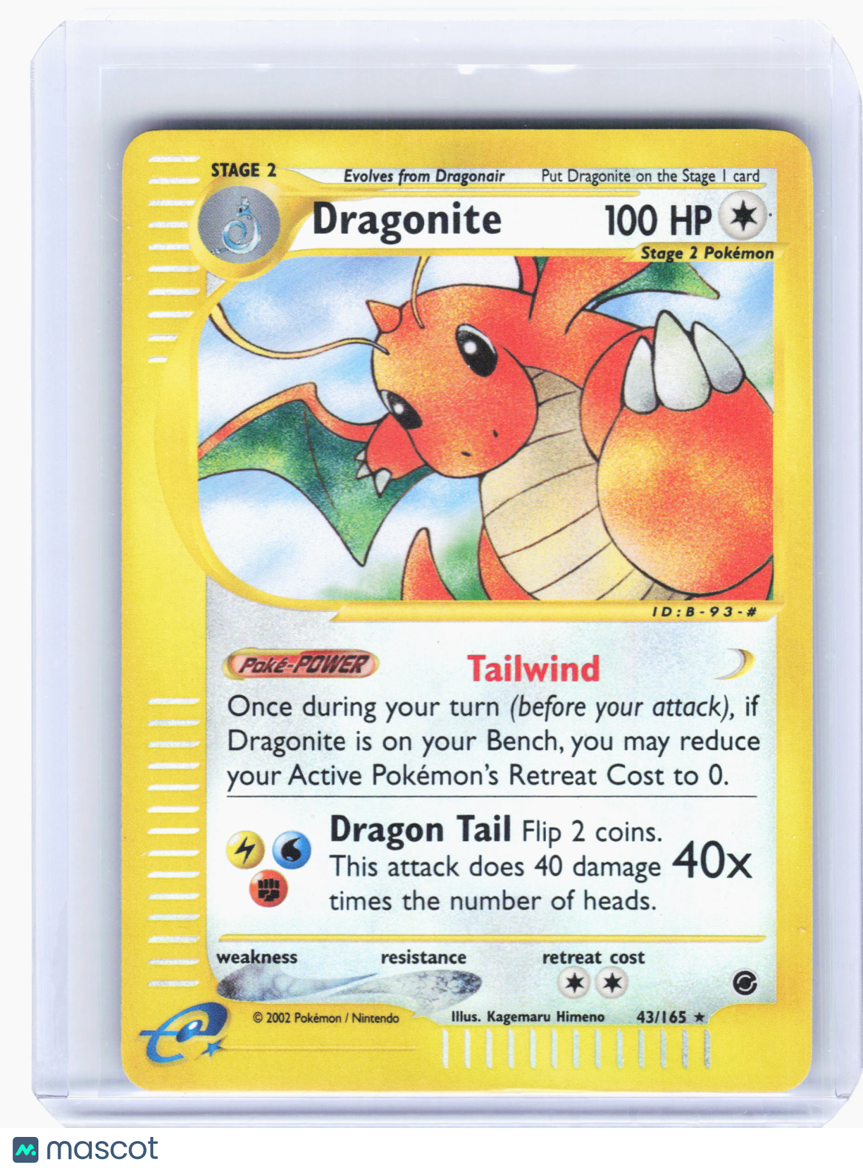 2002 Pokemon—Dragonite #43/165 Expedition—Rare Non-Holo