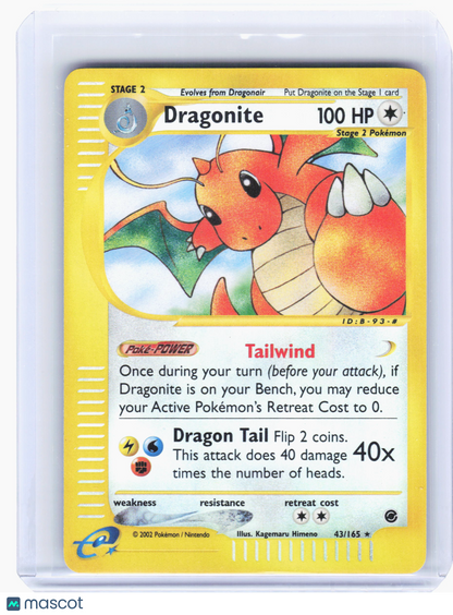 2002 Pokemon—Dragonite #43/165 Expedition—Rare Non-Holo