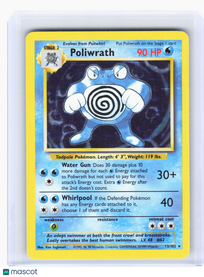 1999 Pokemon—Poliwrath #13/102 Base Set—Holo Rare Holo [Lightly Played]