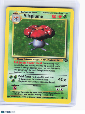 1999 Pokemon—Vileplume #15/64 Jungle—Holo Rare Holo [Lightly Played]