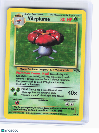 1999 Pokemon—Vileplume #15/64 Jungle—Holo Rare Holo [Lightly Played]