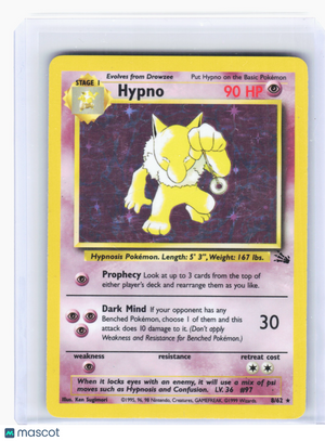 1999 Pokemon—Hypno #8/62 Fossil—Holo Rare Holo [Moderately Played]