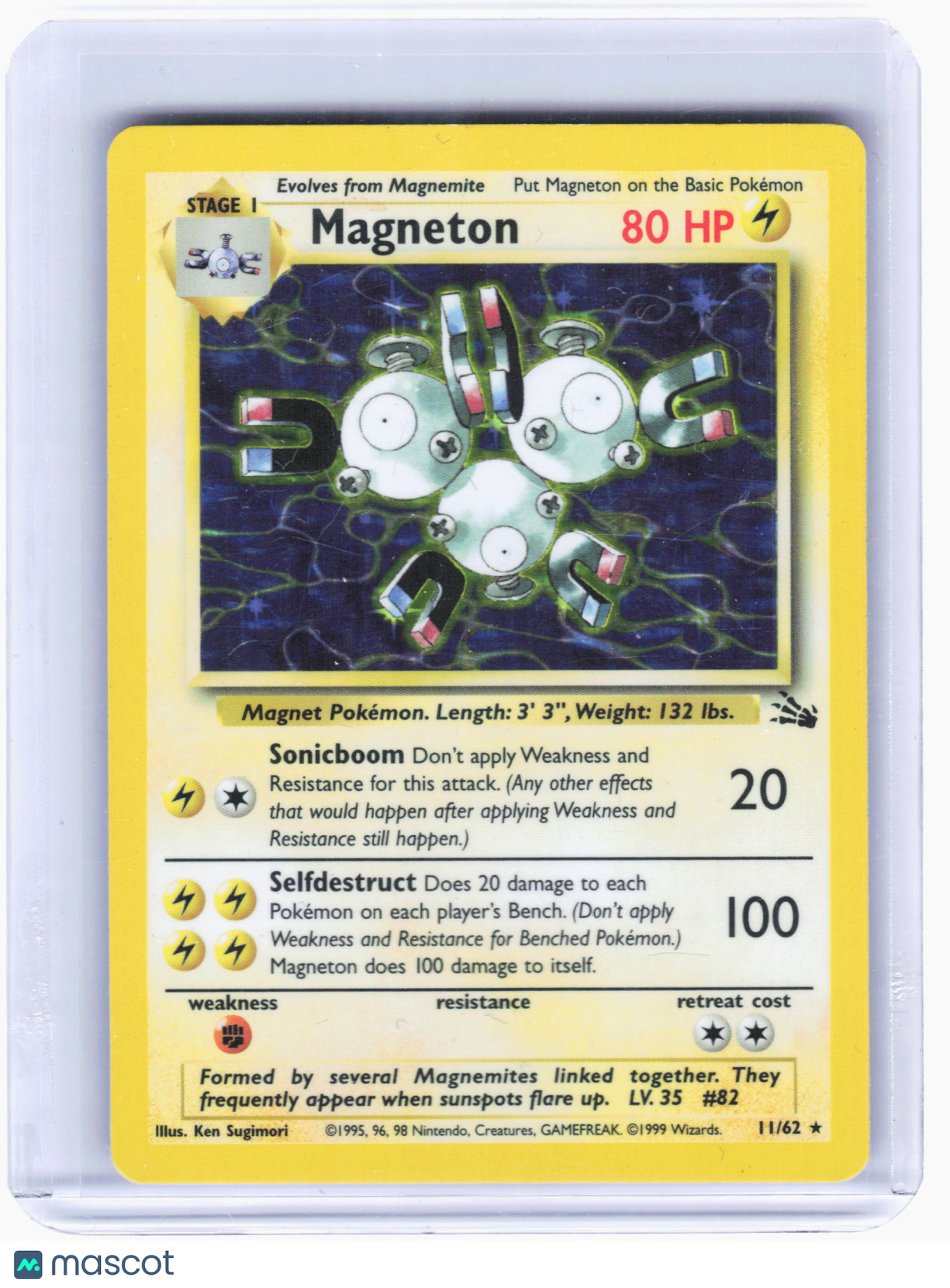 1999 Pokemon—Magneton #11/62 Fossil—Holo Rare Holo [Moderately Played]