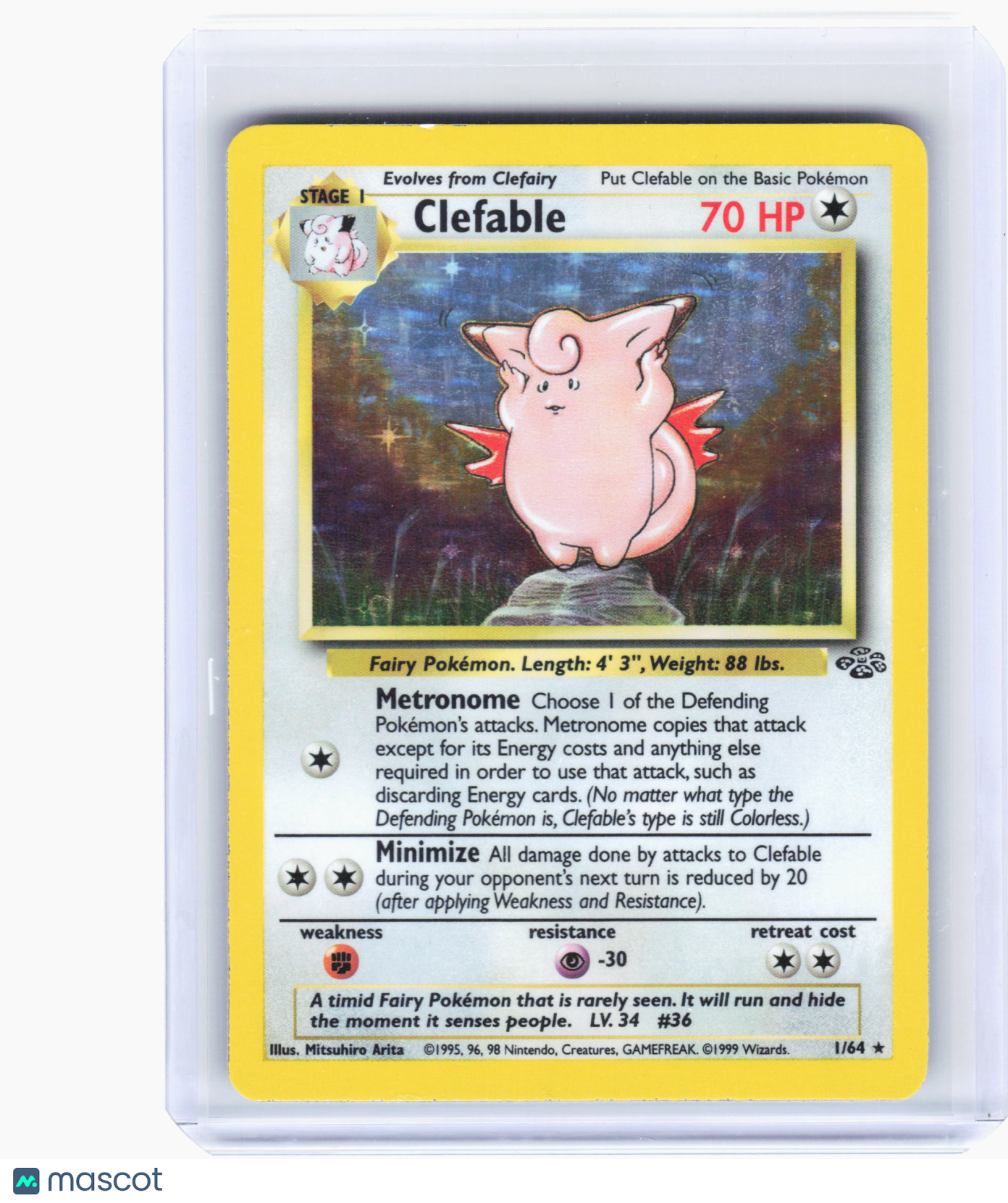 1999 Pokemon—Clefable #1/64 Jungle—Holo Rare Holo [Moderately Played]