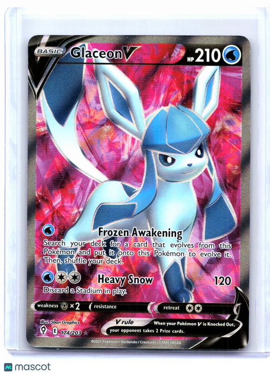 2021 Pokemon—Glaceon V #174/203 Evolving Skies—Ultra Rare Holo