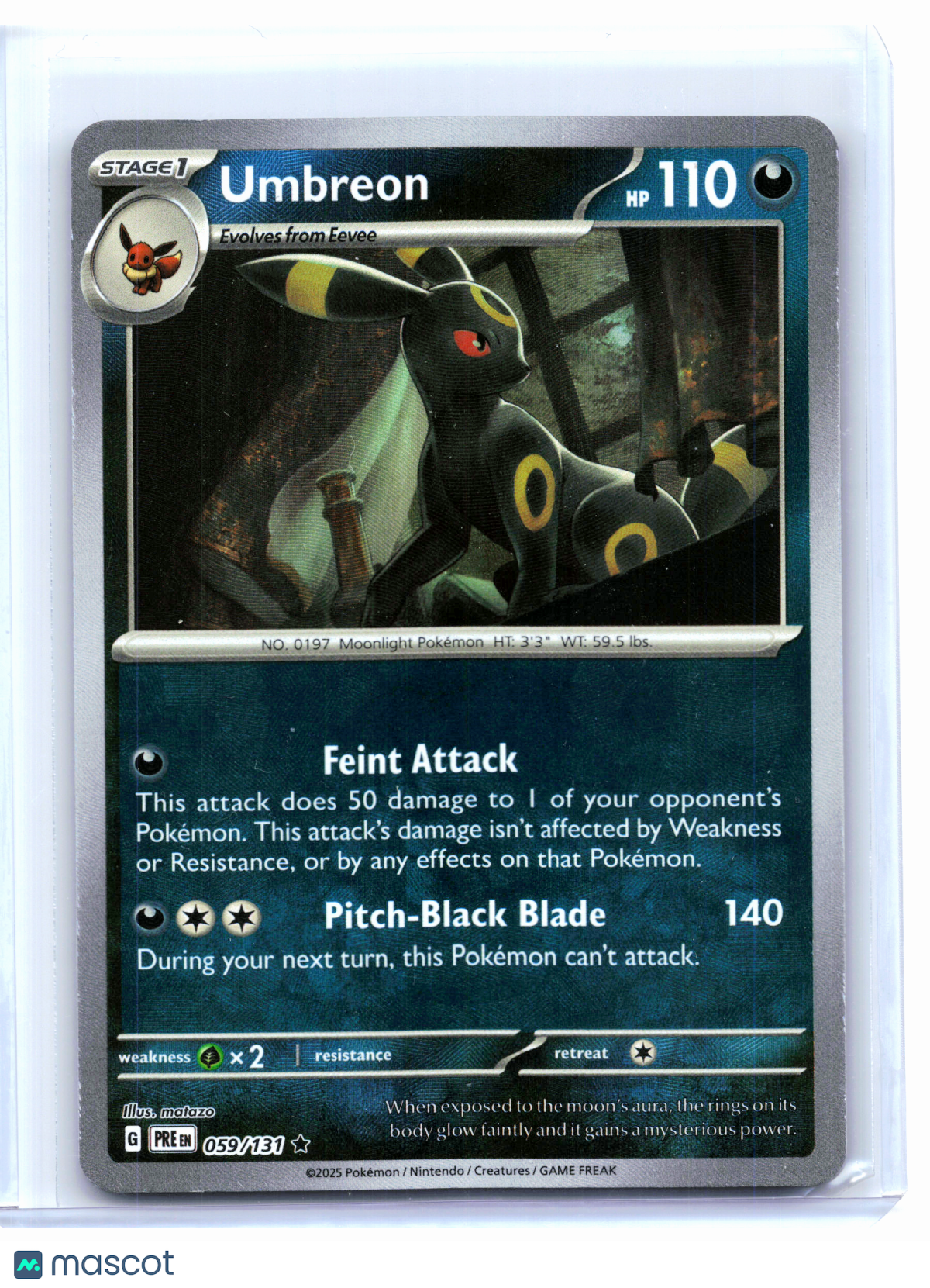 2025 Pokemon—Umbreon (Poke Ball Pattern) #059/131 Prismatic Evolutions—Rare Holo