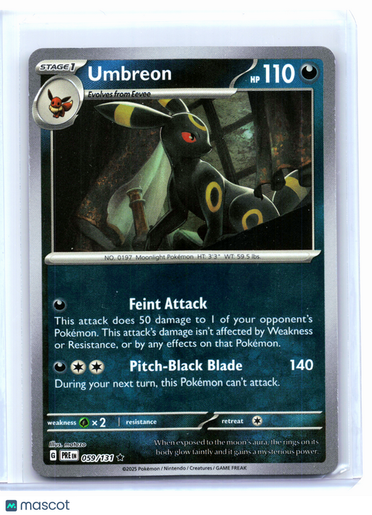 2025 Pokemon—Umbreon (Poke Ball Pattern) #059/131 Prismatic Evolutions—Rare Holo