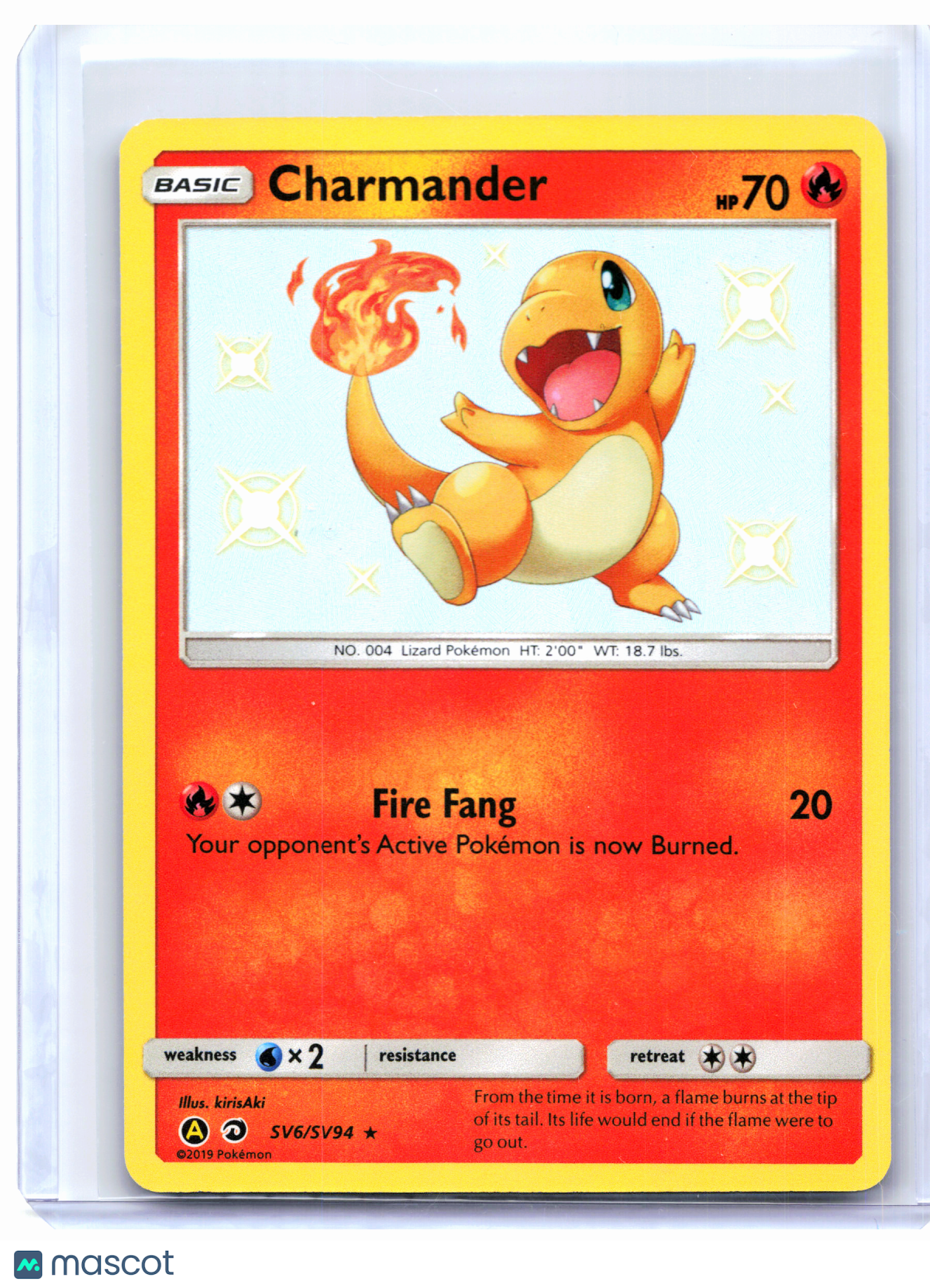 2019 Pokemon—Charmander #SV6/SV94 Hidden Fates: Shiny Vault—Shiny Holo Rare