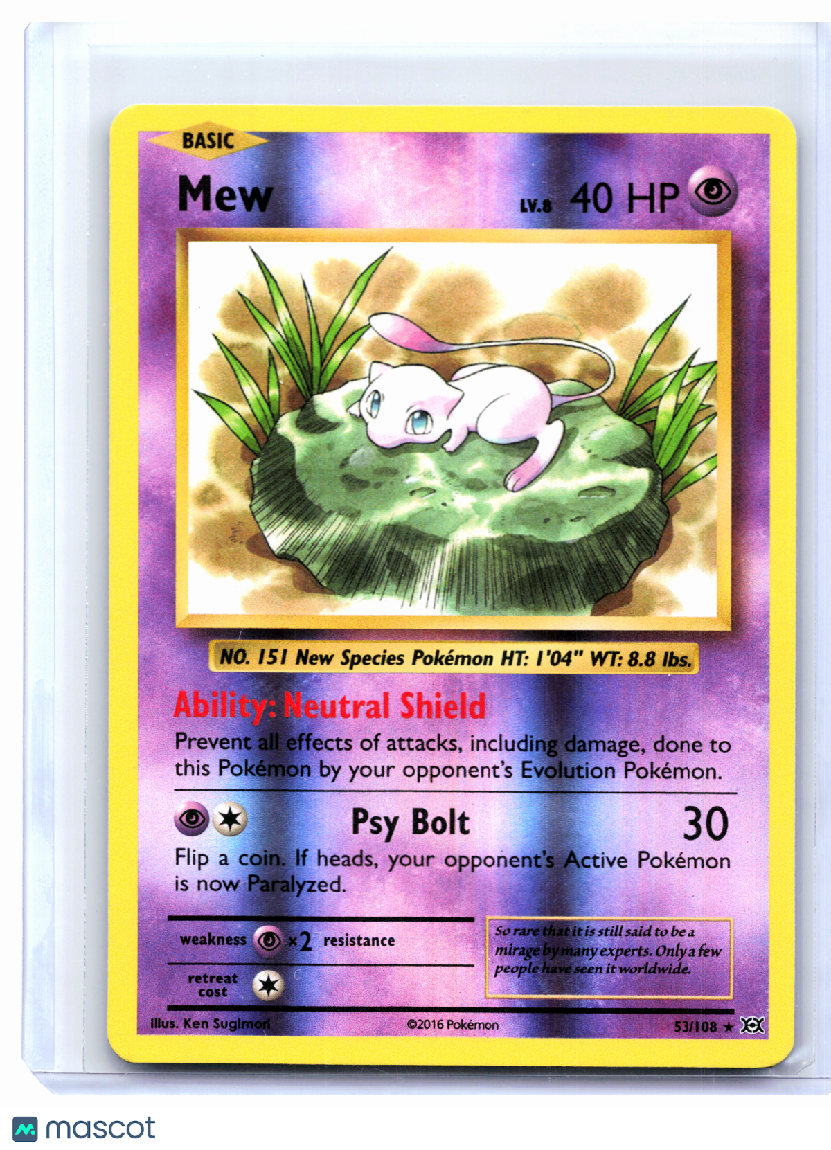 2016 Pokemon—Mew #53/108 Evolutions—Holo Rare Reverse Holo