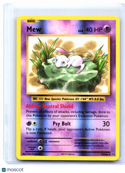 2016 Pokemon—Mew #53/108 Evolutions—Holo Rare Reverse Holo