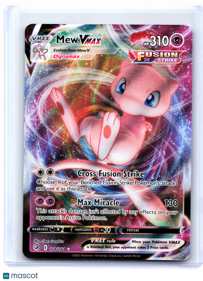 2022 Pokemon—Mew VMAX #114/264 Fusion Strike—Ultra Rare Holo [Lightly Played]