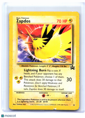 2000 Pokemon—Zapdos #23 WoTC Promo—Black Star Promo Nonholo [Damaged]