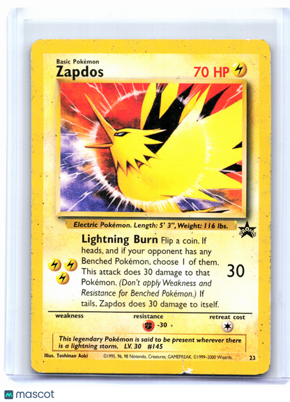 2000 Pokemon—Zapdos #23 WoTC Promo—Black Star Promo Nonholo [Damaged]