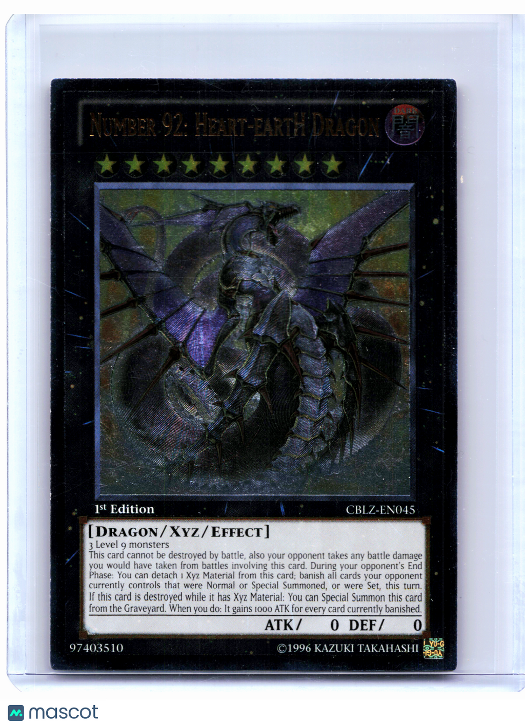 2013 YuGiOh!—Number 92: Heart-eartH Dragon #CBLZ-EN045 Cosmo Blazer—UTR (1st Ed)