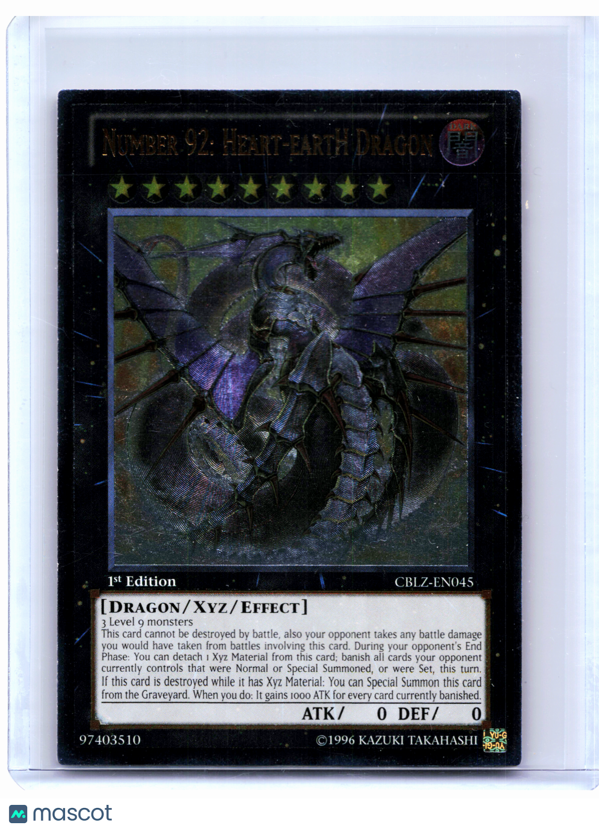 2013 YuGiOh!—Number 92: Heart-eartH Dragon #CBLZ-EN045 Cosmo Blazer—UTR (1st Ed)