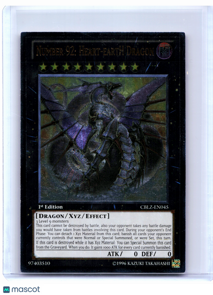2013 YuGiOh!—Number 92: Heart-eartH Dragon #CBLZ-EN045 Cosmo Blazer—UTR (1st Ed)