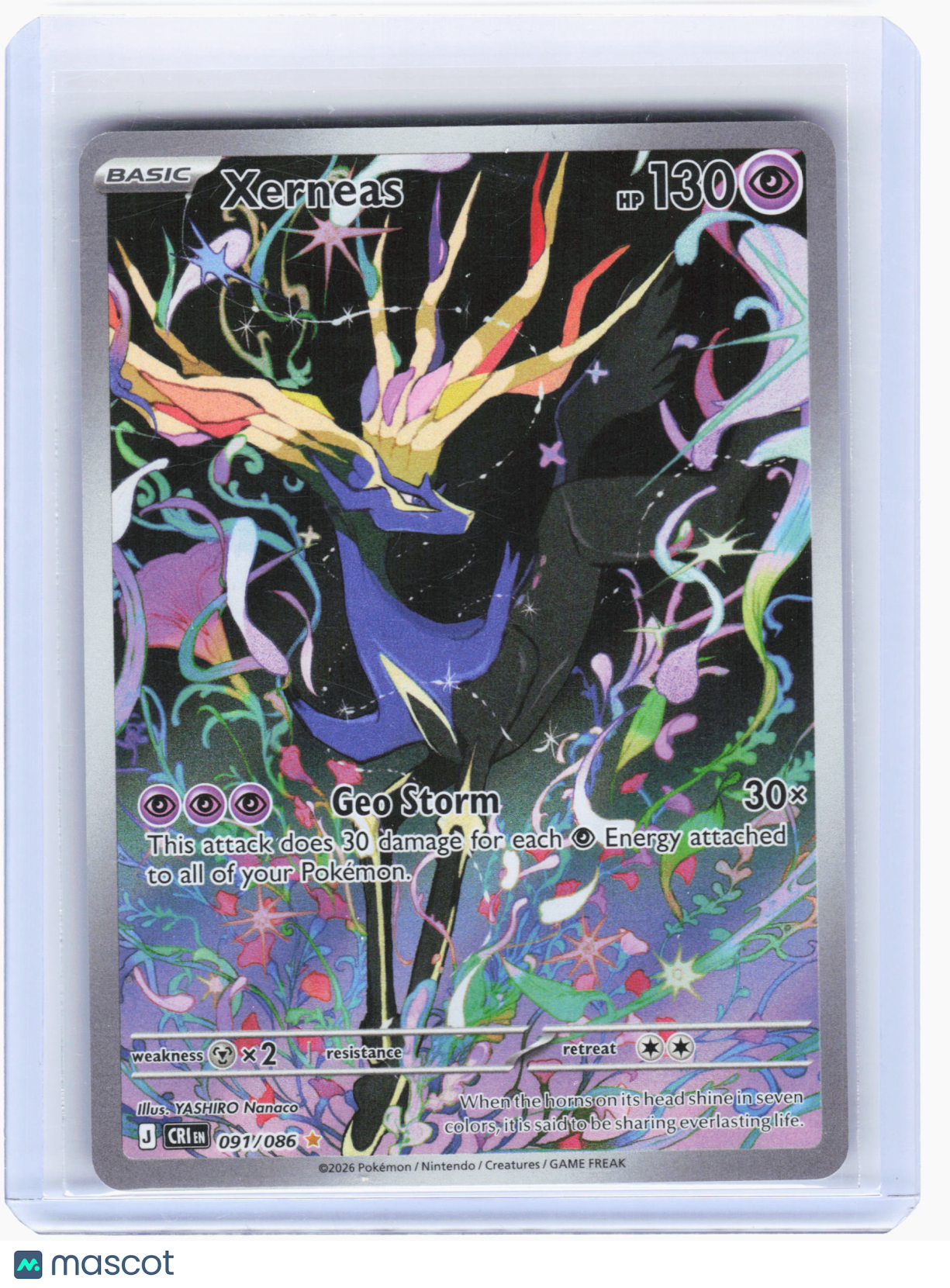 2026 Pokemon—Xerneas #91/86 Chaos Rising—Illustration Rare Holo