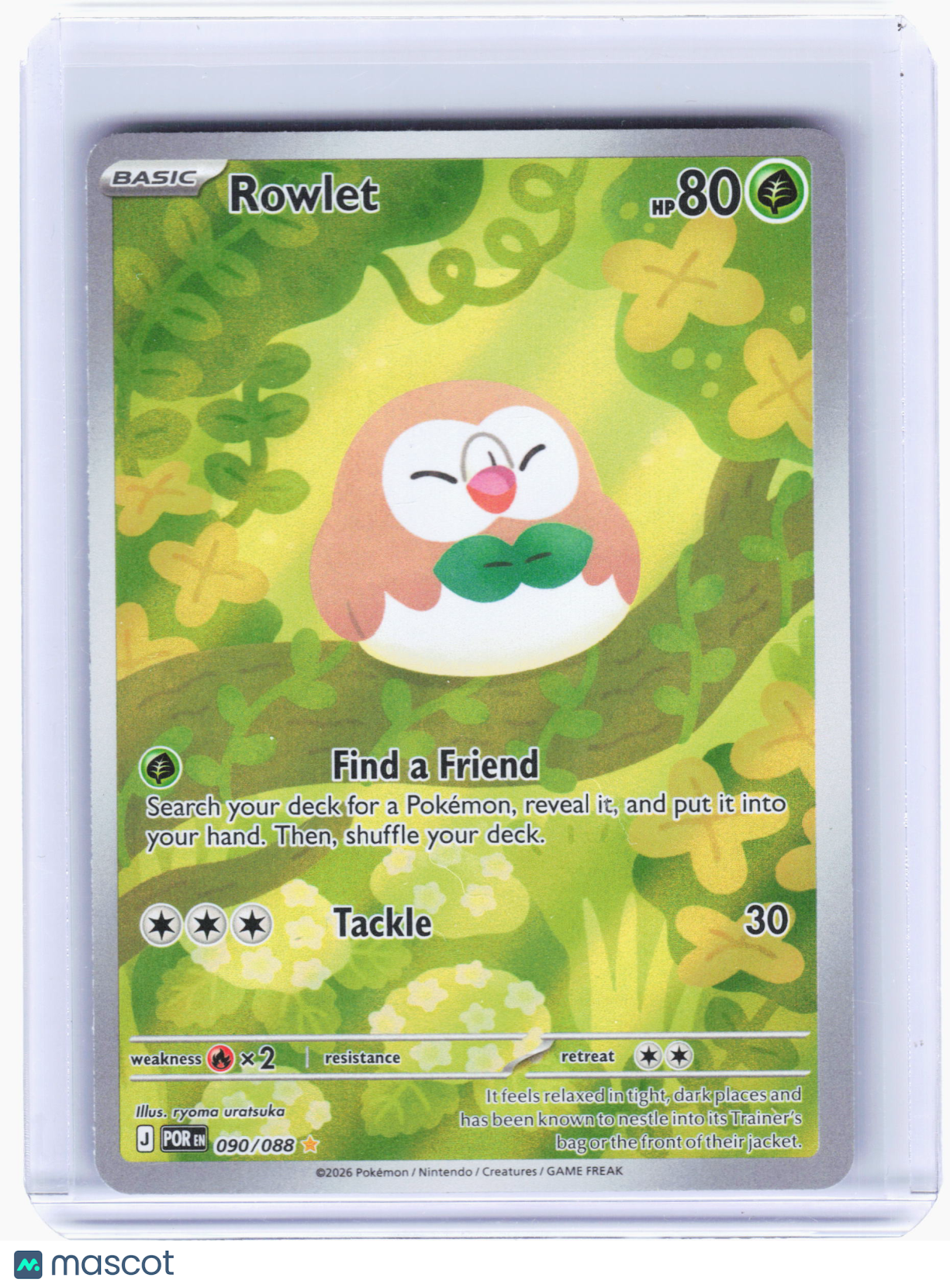 2026 Pokemon—Rowlet #90/88 Perfect Order—Illustration Rare Holo