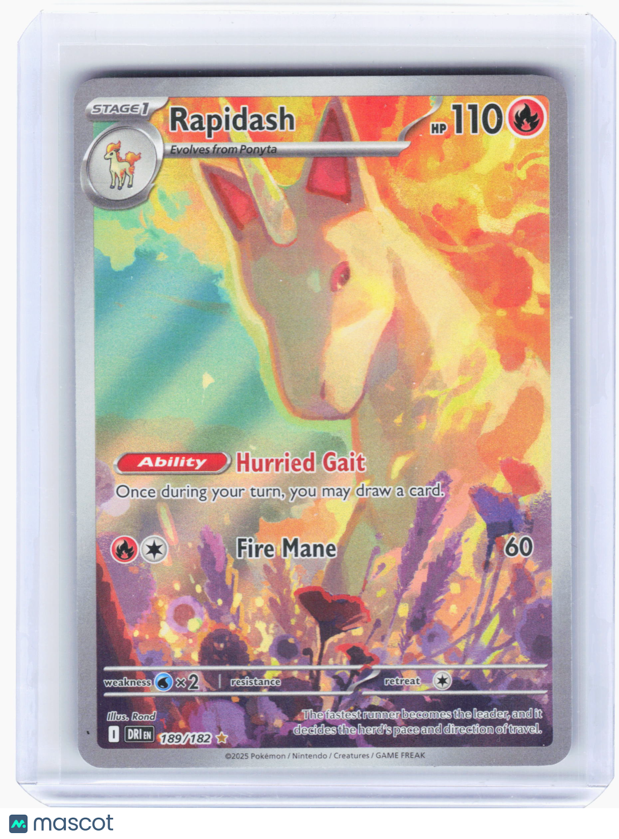 2025 Pokemon—Rapidash #189/182 Destined Rivals—Illustration Rare Holo