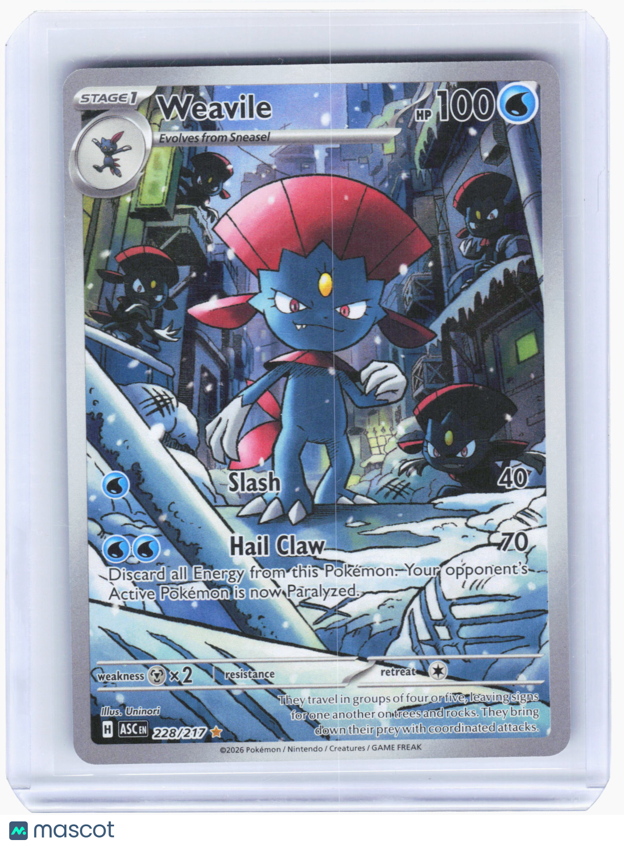 2026 Pokemon—Weavile #228/217 Ascended Heroes—Illustration Rare Holo